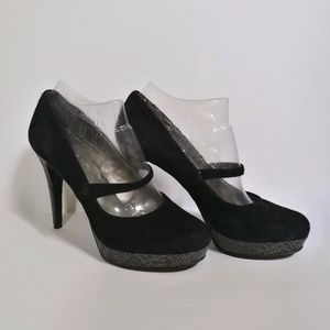 Audrey Brooke Black Suede Platform Heels ✨ EUC